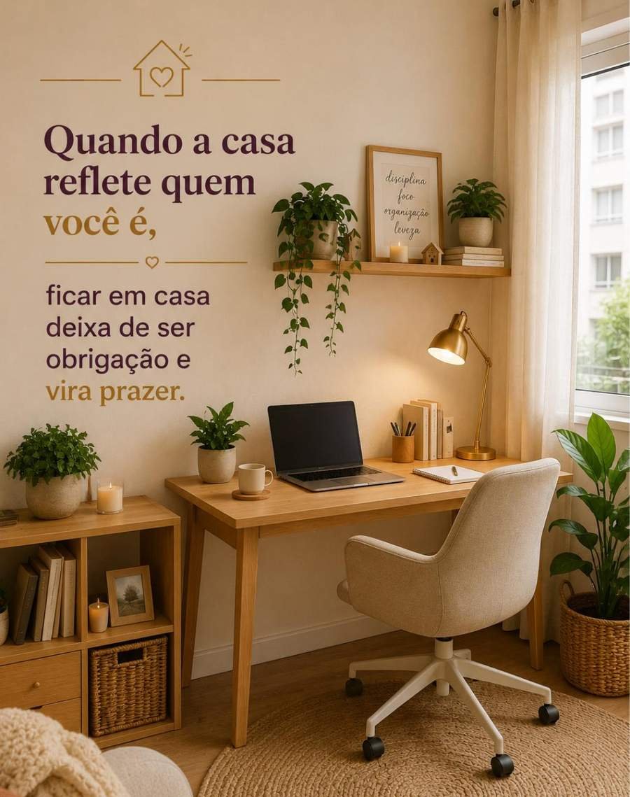 Home office organizado com boa iluminação